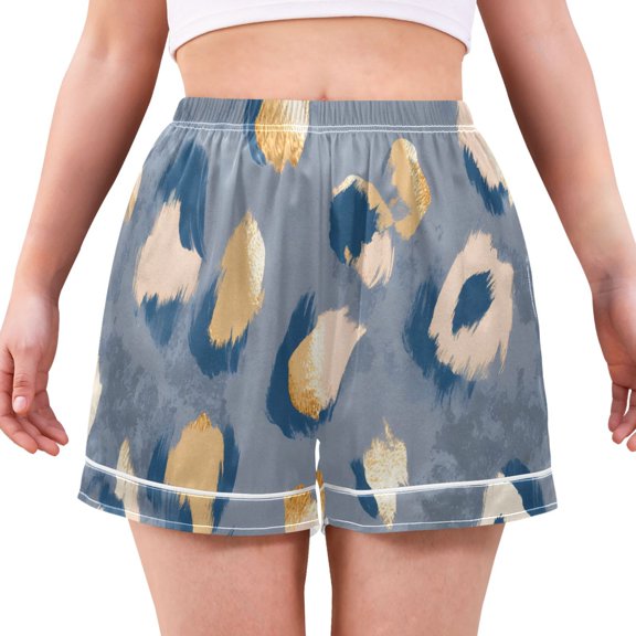 Dark Blue Background Pattern Women's Pajama Shorts Silky Satin Casual Lounge Sleep Zero Pressure