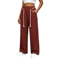 thumbnail image 3 of Women's Lightweight Soft Joggers Pants, Elastic Waist Sweatpants with Pockets, Casual Workout Running Athletic Pants for Women, Lounge Pants for Women Womens | VerBelle,Red XL, 3 of 9