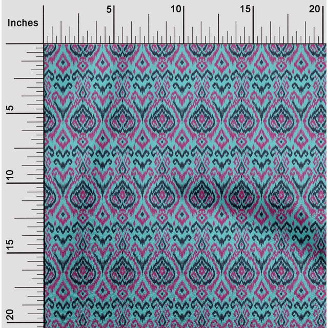 oneOone Tissu Lycra Polyester Diamant & Tourbillon Tissu à Coudre Imprimé Ikat BTY 56 Pouces de Large