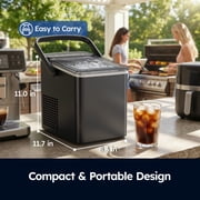 SIMZLIFE Portable Countertop Ice Maker Machine, 26 lbs Ice Per Day, 9 Bullet Ice Cubes Ready in 6 Minutes, Small & Large Ice Sizes, Self-Cleaning, 1.1L Water Tank, Ice Scoop & Basket, Black