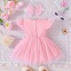 thumbnail image 2 of Gibobby Mameluco polar Conjunto de diademas de vestido de princesa de tul con estampado de lunares para niñas pequeñas(Rosa, 18-24 Meses), 2 of 5