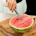 thumbnail image 5 of Viflosae 2 in 1 Watermelon Slicer Cutter Stainless Steel Fruit Cutter Head Portable Windmill Design Melon Cuber with fork Quick Slice Server Tool Kitchen Gadget for Home Summer Fruit Cutting, 5 of 7