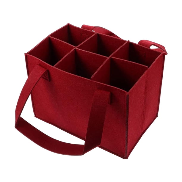 Bolsa organizadora para 6 botellas, cesta navideña, portátil y reutilizable. Rojo