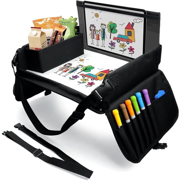 Binazon Gear Kids Travel Tray Automotive Organizers, 16"x12.5" Black