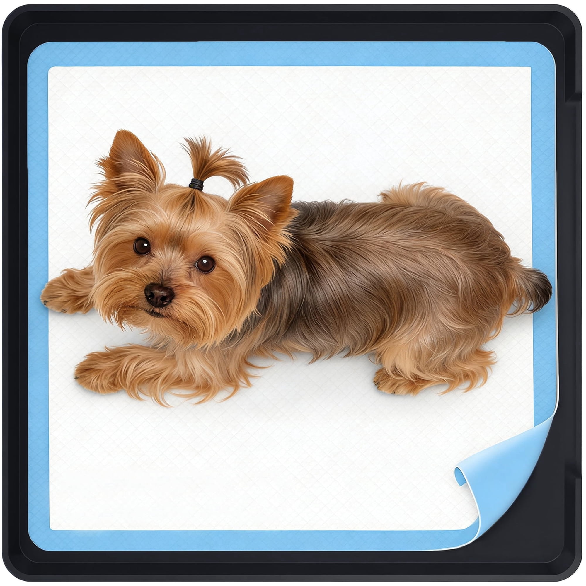 Dog Pee Pad Holder Tray &ndash; Fits Up to 24 x 24 Pee Pad Stable Grip Raised Edges Quick-Wipe Silicone Surface &ndash; Protects Indoor Flooring Black