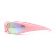 thumbnail image 3 of 90s Trendy Plastic Narrow Wrap Around Oval Sport Sunglasses Pink - Rainbow Mirror, 3 of 4