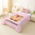 thumbnail image 2 of Manfei Kawaii Capybara Twin Comforter Sets,Lovely Letter Print Bedding Set,Light Pink,Pink Reversible,2-Piece,1 Comforter and 1 Pillowcase, 2 of 7