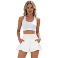 thumbnail image 5 of Athletic Shorts for Women Summer High Waisted Boho Ruffle Shorts with Pockets Quick Dry Running Gym Flowy Short, XL, 5 of 7