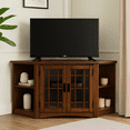 thumbnail image 2 of Leick Home Solid Wood Corner 2-Door TV Stand with Storage for TVs up to 50", Mission Oak, 2 of 14