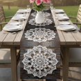 thumbnail image 4 of Vintage Flower Pattern Table Runner, Retro Black Wood Board Ethnic Style Cotton Linen Kitchen Table Decoration Washable Dining Tabletop Runners for Home Party Decor 13x120 Inches, 4 of 9