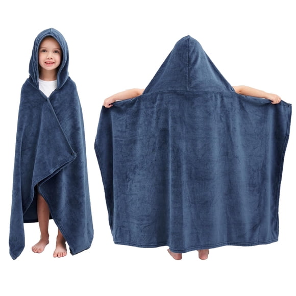 Toalla Hiturbo Kids de felpa con capucha, color azul marino, 127 x 76 cm