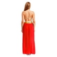 thumbnail image 2 of Haitryli Women's 2 Piece Belly Dance Outfit Sequin Tassel Metallic Spliced Dancewear Rave Party Red XXL, 2 of 5
