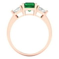 thumbnail image 4 of 2.82 ctw 3 Stone Anniversary Ring for Women | Emerald Cut Simulated Emerald | Hyperallergenic Solid 18K Rose Gold, 4 of 5