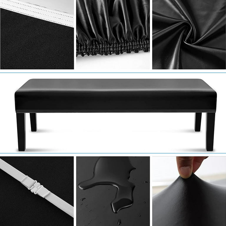 Zhudiyof PU Waterproof Dining Bench Cover Anti Dust Removable Stretchable Seat Protector for Home Kitchen Black Walmart