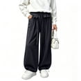 thumbnail image 4 of LvhaoGJOB Kids' Casual Pants - Soft, Elastic Waist & Pockets - Black 11-12 Years, 4 of 5