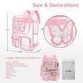 thumbnail image 4 of SANMADROLA Clear Backpack Heavy Duty Transparent Bookbag Teen Girlish Cute Bag Large Capacity See Through Backpacks Stadium Approved Daypack for Middle School College Sport/Travel, Pink Butterfly, 4 of 8