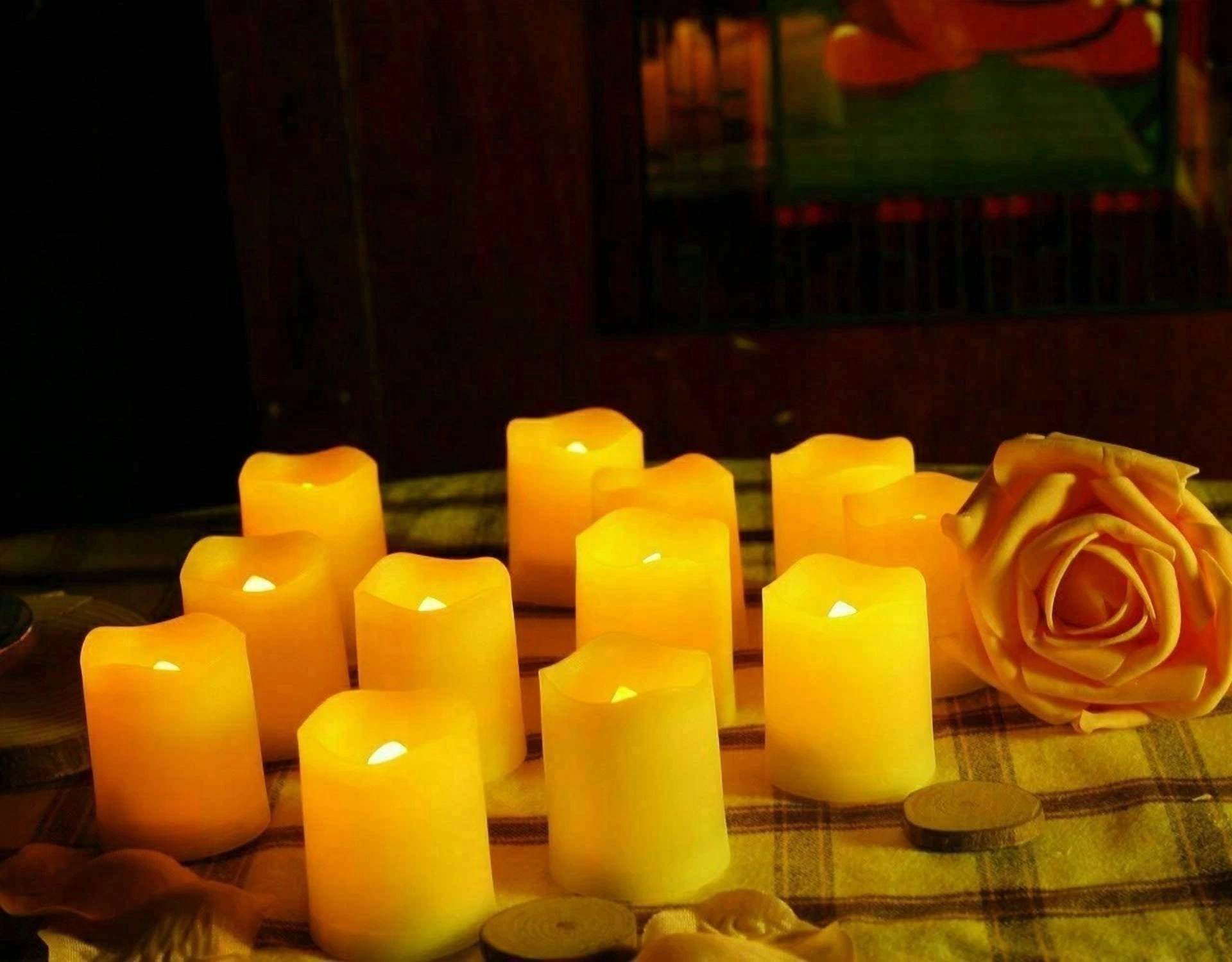 CRESTIN- 2 Pack Flameless Votive Candles Electric Fake Fire Flickering Candle Lights