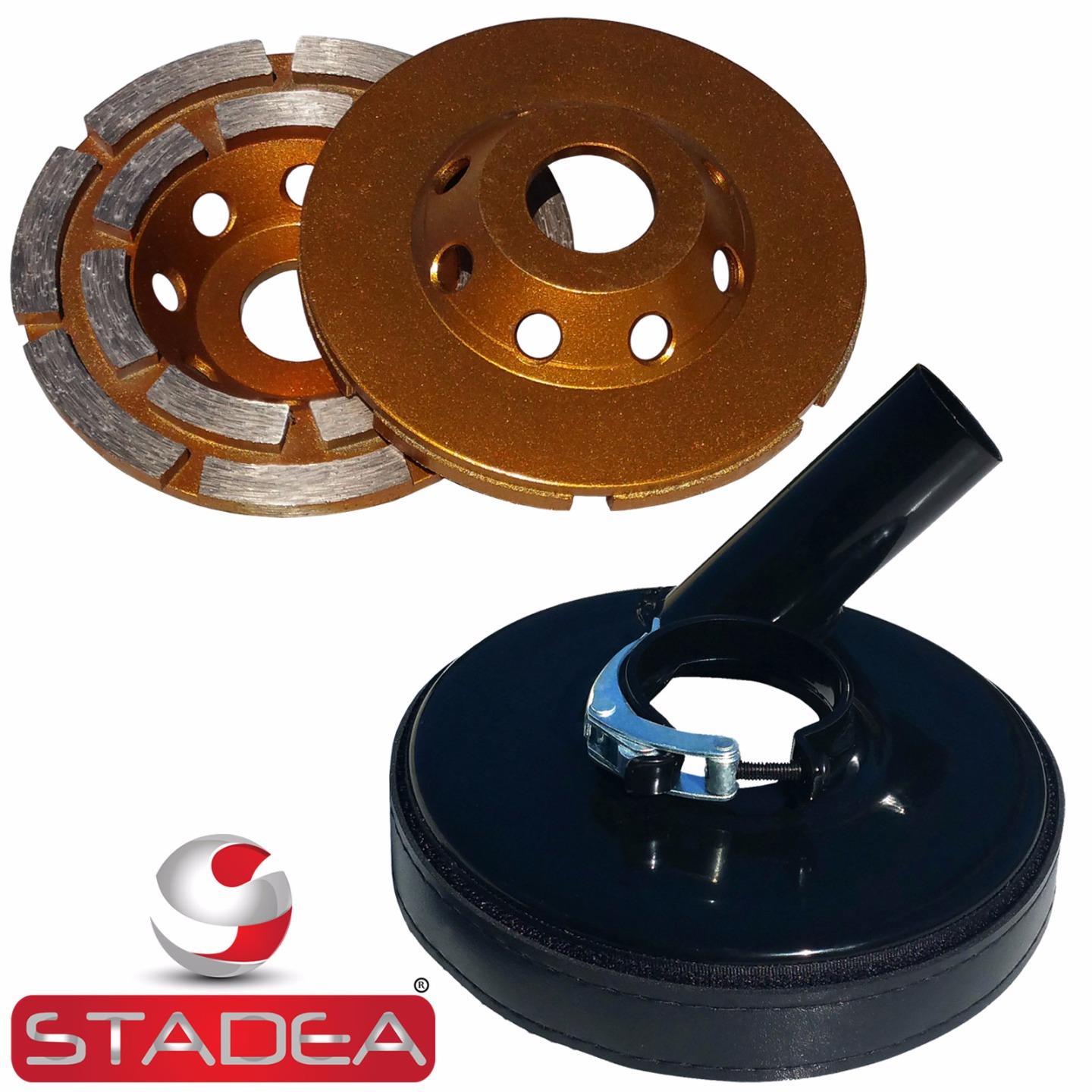 Stadea Grinder Dust Shroud with 4" Concrete Grinding Cup Wheel for Concrete Grinding, Double Row