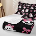 thumbnail image 4 of Feelyou Halloween Ghost Bow Twin Quilt Set, Spooky Skull Pumpkin Twin Coverlet Set, 2-Piece, 1 Comforter and 1 Pillowcase, 4 of 7