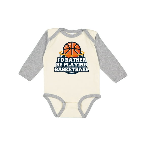 Inktastic I'd Rather Be Playing Basketball Boys or Girls Long Sleeve Baby Bodysuit