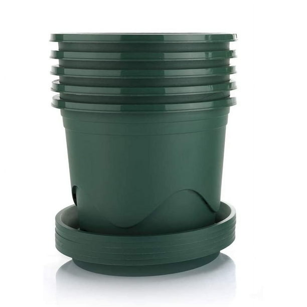 Maceta transpirable T4U de 19 cm con platillo, juego de 6, maceta de cultivo de plástico, maceta para hierbas para uso en interiores y exteriores Ormromra LKX-1325-1
