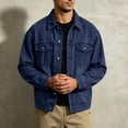 thumbnail image 4 of Raeneomay Men's Denim Jacket - Long Sleeve Collared Multi Pocket Outerwear S-XXL, 4 of 4