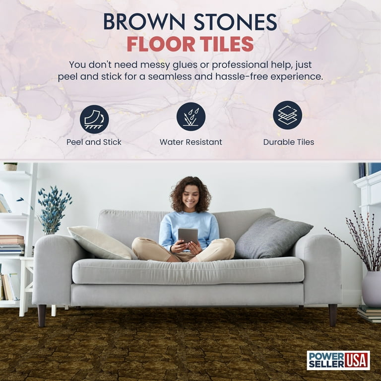 Vinyl Floor Tiles Self Adhesive Stick Flooring - Multi Pack Stone Designs Vinyl Floor Tiles Self Adhesive Stick Flooring - Multi Pack Stone Designs