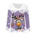 thumbnail image 4 of IWRICH Christmas Reindeer Printed Tshirts for Women Casual V-Neck Long Sleeve Casual T-Shirts 2025 Fall Trendy Tees Purple S, 4 of 4