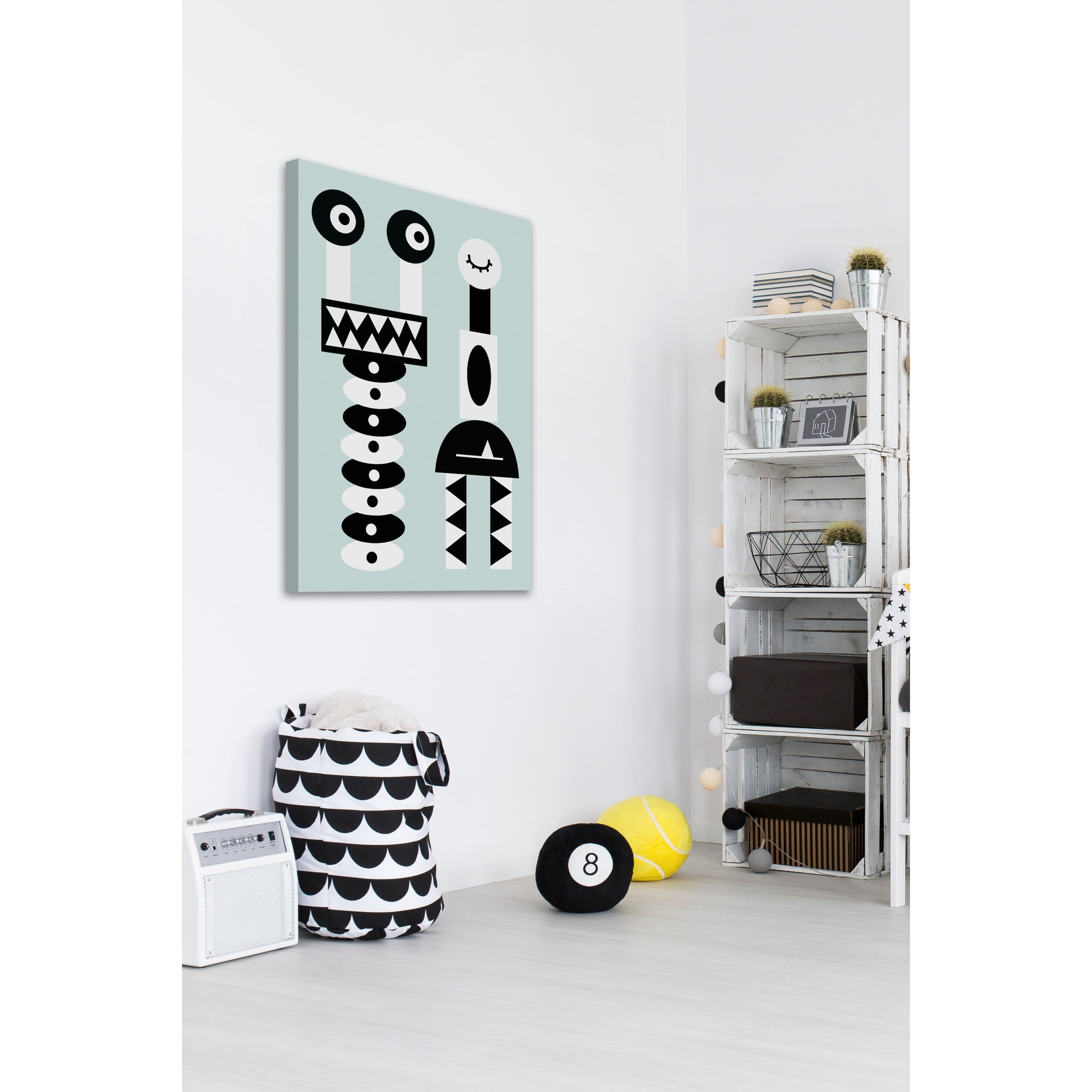Marmont Hill "Robot Grin" by Katarina Snygg Painting Print on Wrapped Canvas