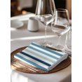 thumbnail image 6 of Teal Blue Stripe Cloth Napkins Set of 4 Reusable Dinner Napkins, Ombre Geometric Aqua Vertical Striped Cocktail Napkin Washable Table Napkins for Wedding/Holiday Party/Baby Shower 20"x20", 6 of 7
