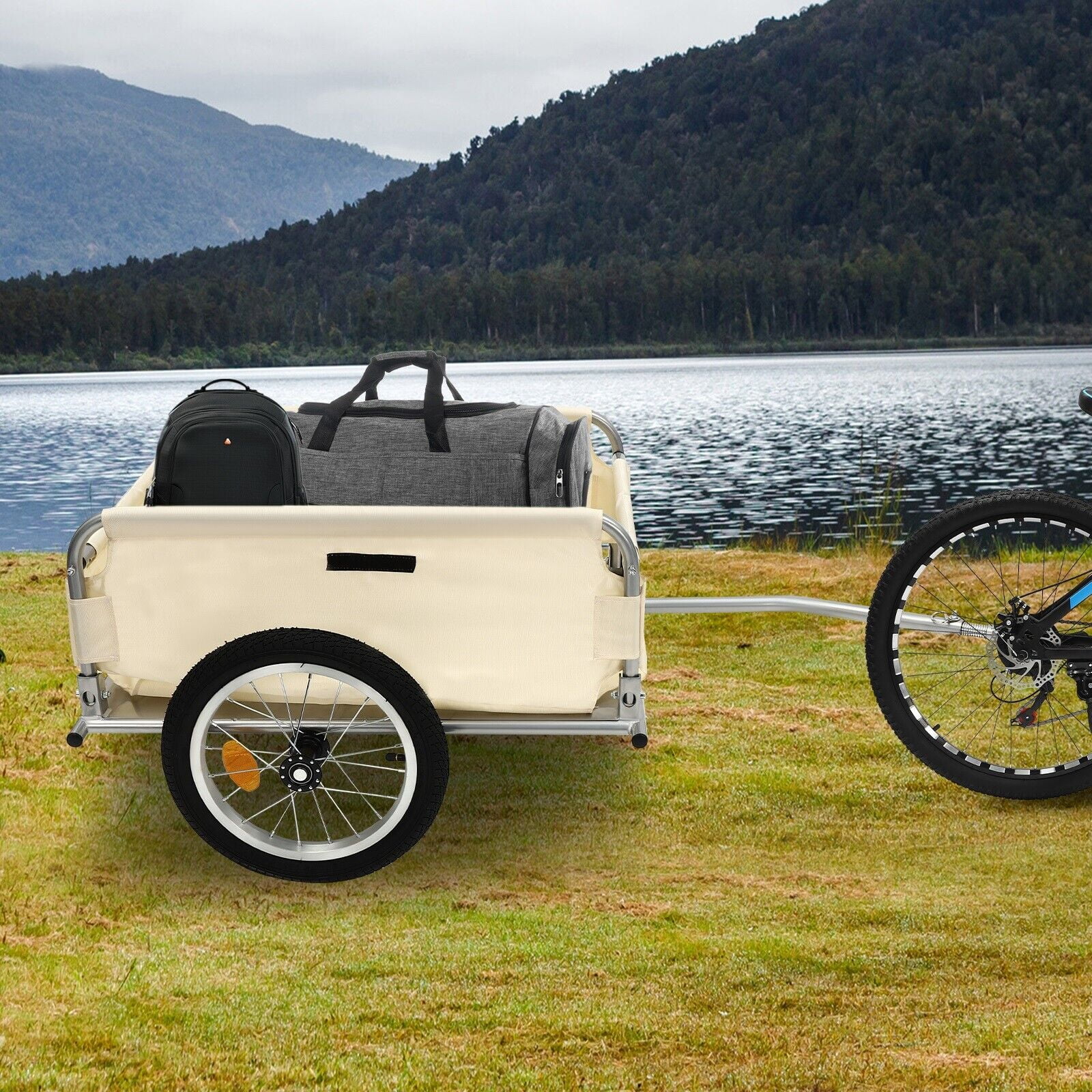 Large Bicycle Bike Cargo Trailer Steel Carrier Storage Cart Wheel Runner 110LBS