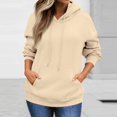 thumbnail image 3 of Womens Solid Trendy Hoodies Fall Casual Long Sleeve Hooded Sweatshirts Loose Comfy Trendy Pullover Tops with Pockets, 3 of 5