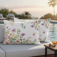 thumbnail image 2 of Pink Spring Floral Outdoor Pillow Covers Pack of 2 Watercolor Botanical Wildflowers Waterproof Throw Pillow Covers Decorative Cushion Cases for Patio Garden Tent Balcony Couch 20x12 inch, 2 of 9