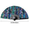 thumbnail image 2 of Nmdmisc 13" Large Rave Fan Folding Hand Fan,Bamboo Festival Clack Fan Foldable UV Glow Edm Fans for Rave Outfits Accessories Performance Dance Party for Men Women, 2 of 5