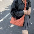 thumbnail image 2 of Bolsos de hombro de lona para mujer, bandolera cruzada sólida, bolso con cremallera (naranja), 2 of 7