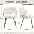 thumbnail image 2 of Dining Chairs Set of 4, Upholstered Fabric Barrel Dining Chairs wiht Curved Open Back and Armrest, Wide Seat for Kitchen, Living, Guest Room, Beige, 2 of 7