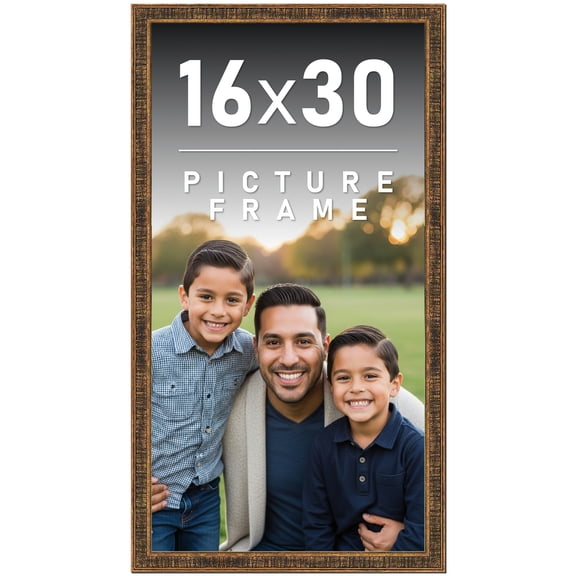 16x30 Frame Gold Picture Frame - Complete Modern Photo Frame Includes UV Acrylic Shatter Guard