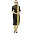 thumbnail image 1 of Atasi Women's Black Cotton Straight Suit Set Readymade Indian Casual Cloth-8, 1 of 8