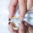 thumbnail image 5 of Rosec Jewels 1/2 CT Bright Moissanite 3 Stone Ring for Women, 10K Yellow Gold, US 7.00, 5 of 9