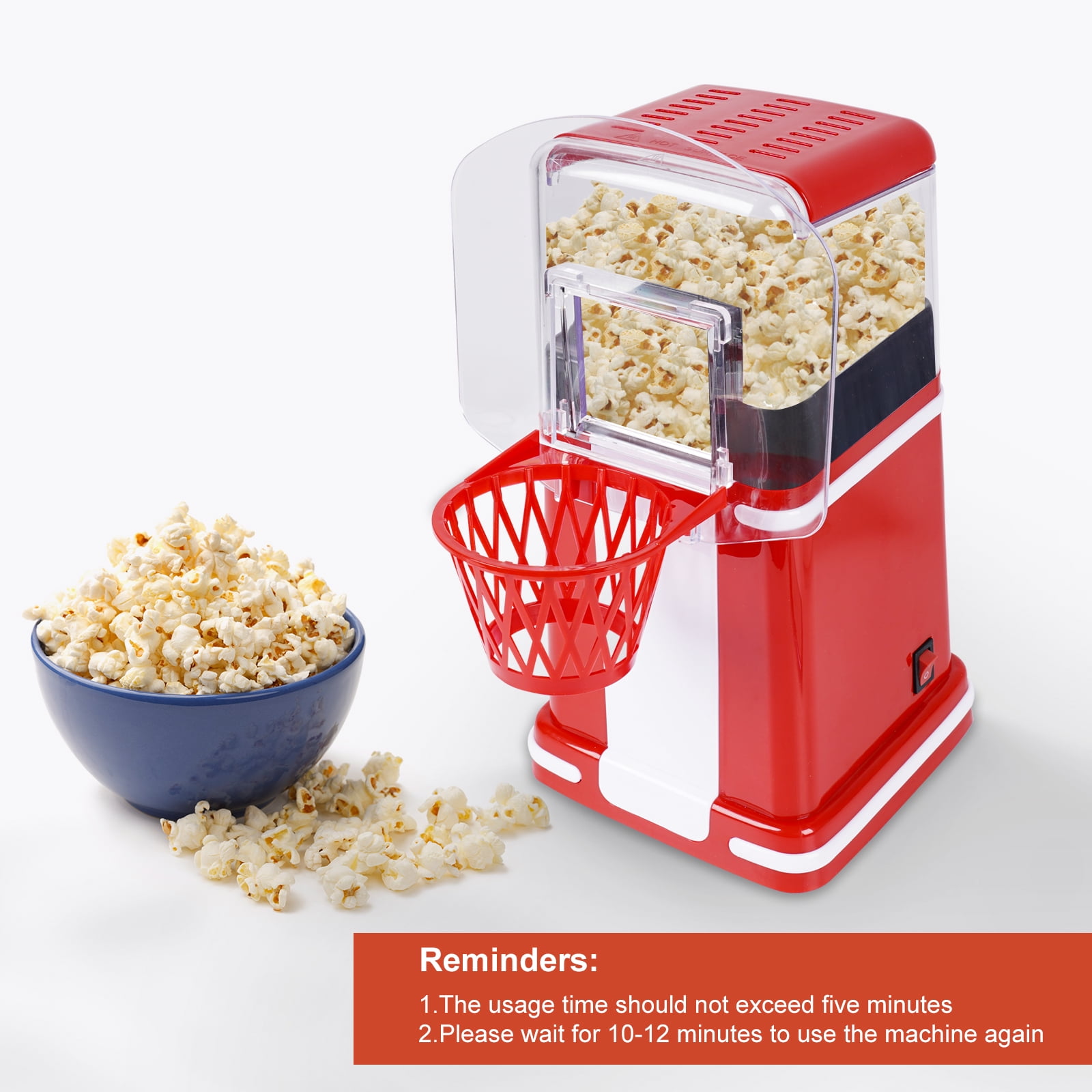 SANQ Popcorn Maker,Hot Air Popcorn Machine Vintage Tabletop Electric Popcorn  Popper, Healthy And Quick Snack For Home EU Plug