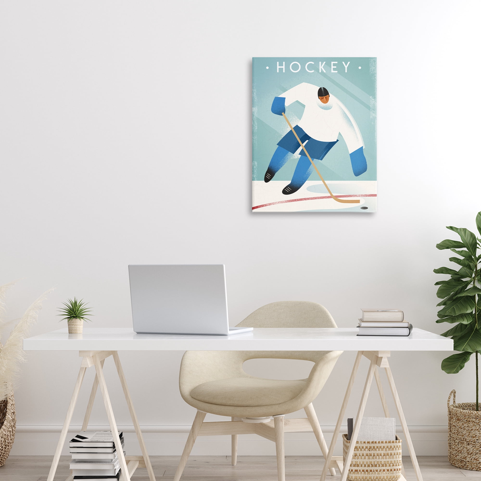 Stupell Industries Vintage Hockey Player Canvas Wall Art, design by Martin Wickstrom