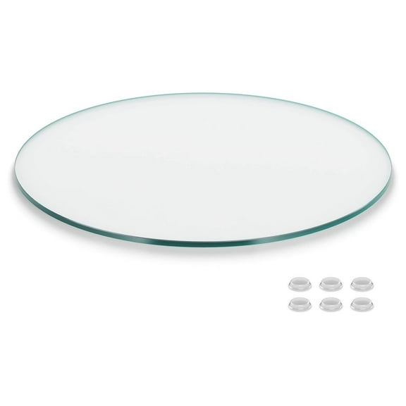 Better Bevel 18" Inch Round Glass Table Top | Tempered Glass Protector | Anti-Slip Pads/Bumpers | Coffee, Dining Table 1/4" Thick - Flat Polished Edge 18" Diameter
