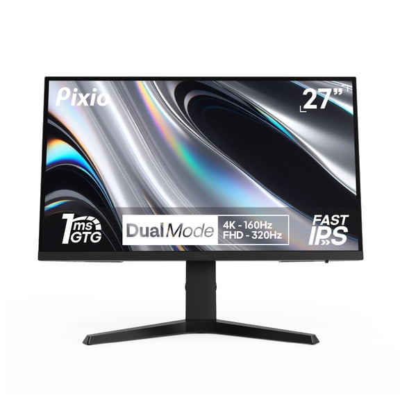 Pixio PX27U Prime Neo 27 inch Dual Mode UHD 4K 160Hz/FHD 1920x1080p 320Hz Fast IPS Panel 1ms GTG Response Time Gaming Monitor with Adaptive Sync HDR and Fully Adjustable Stand