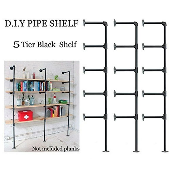 FOF Industrial Retro Wall Mount Iron Pipe Shelf,DIY Open Bookshelf,Hung Bracket,Home Improvement Kitchen Shelves,Tool Utility