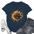 thumbnail image 2 of NAMTYQX Womens Spring Tops Soft Lightweight Oversized Trendy Crewneck Graphic Tropischer Druck Short Sleeve Loose Womens T Shirts Navy Size 4XL, 2 of 4