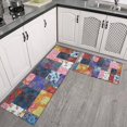 thumbnail image 2 of Colorful Pioneer Flower Patchwork Kitchen Rugs Sets Of 2,Anti Fatigue Kitchen Mat Rugs Non Slip Washable,Decorative Kitchen Floor Mats for Kitchen,Sink,Laundry,17"x30"+17"x47", 2 of 7