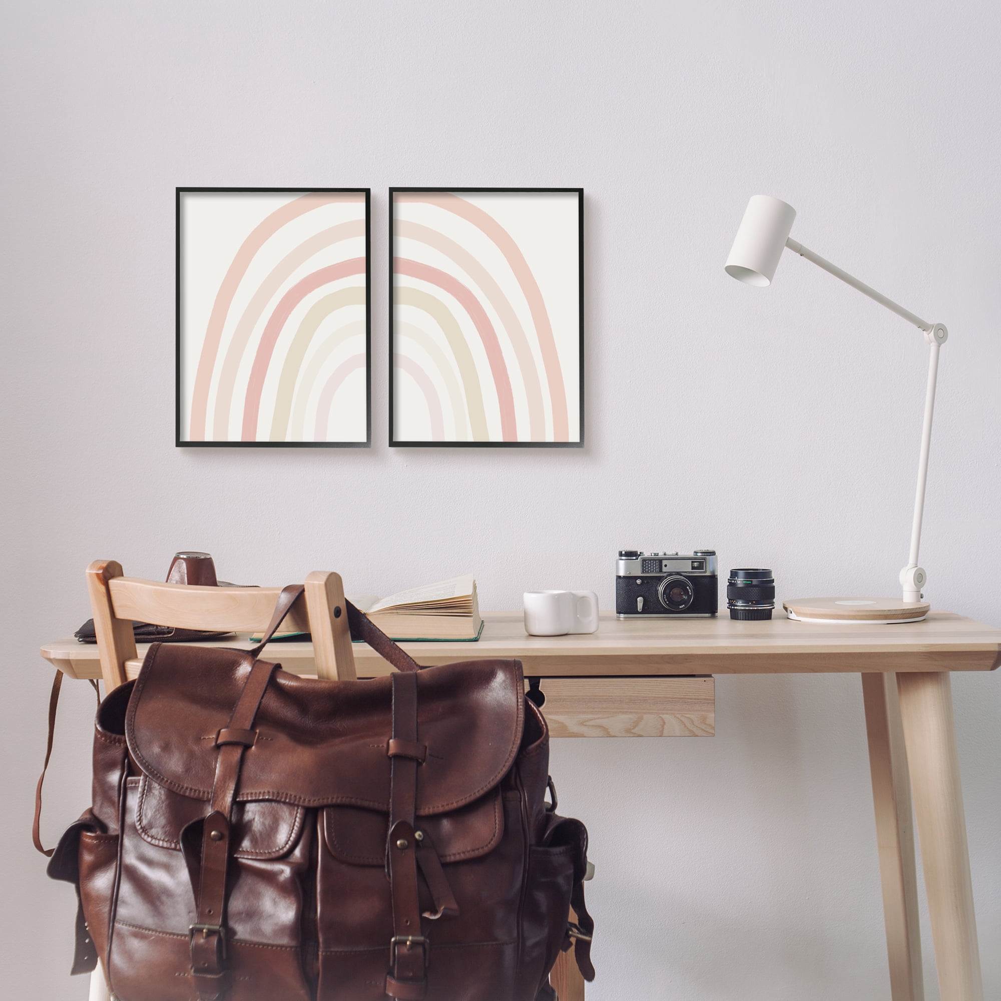 Stupell Industries Children's Soft Pastel Rainbow Shape Pink Beige Arches, 11 x 14, Design by Leah Staatsma