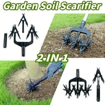 2-in-1 Lawn Aerator And Scarifier, Manual Garden Cultivator Tool With Removable Wheel, Soil Loosener And Lawn Ventilation Tool For Yard Gardening, Lightweight Handheld Soil Turner