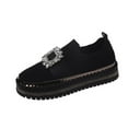 thumbnail image 2 of Miluxas Women's Rhinestone Slip On Sneakers Casual Comfort Platform Walking Shoes Cute Glitter Bling Loafers Black 7(39), 2 of 7