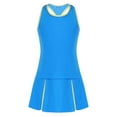 thumbnail image 3 of Eandarui Kids Girls Tennis Skirt with Shorts Set Golf Tennis Dress Outfits Sports Skort Dress Cheer Blue 12, 3 of 7